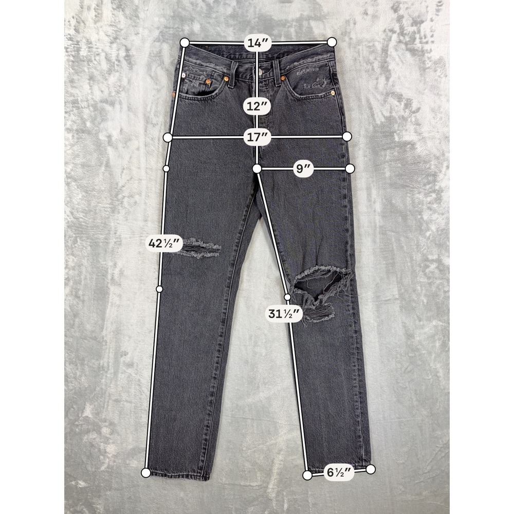 Levi's 501 Original Fit Distressed Jeans Women's Size 26 - 26x32 Black Denim - Picture 7 of 8